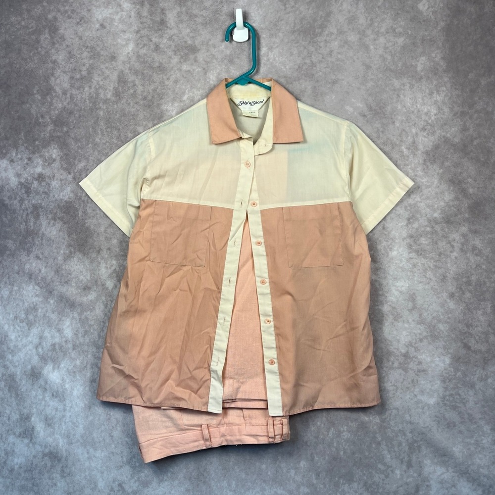 Vintage 80s Ship n Shore Rafaella Two Piece Outfit Set Button Shirt Top and Pant